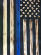 Medium Wooden Rustic Thin Blue Line Flag w/ Epoxy blue stripe (13 in X 24.75 in) image 1