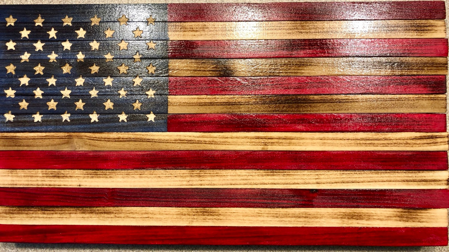Medium Wooden Rustic American Flag (13 in X 24.75 in) image 2