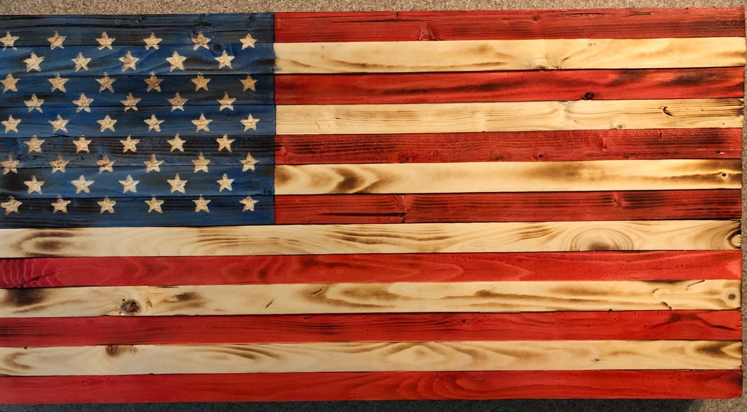 Medium Wooden Rustic American Flag (13 in X 24.75 in) image 1
