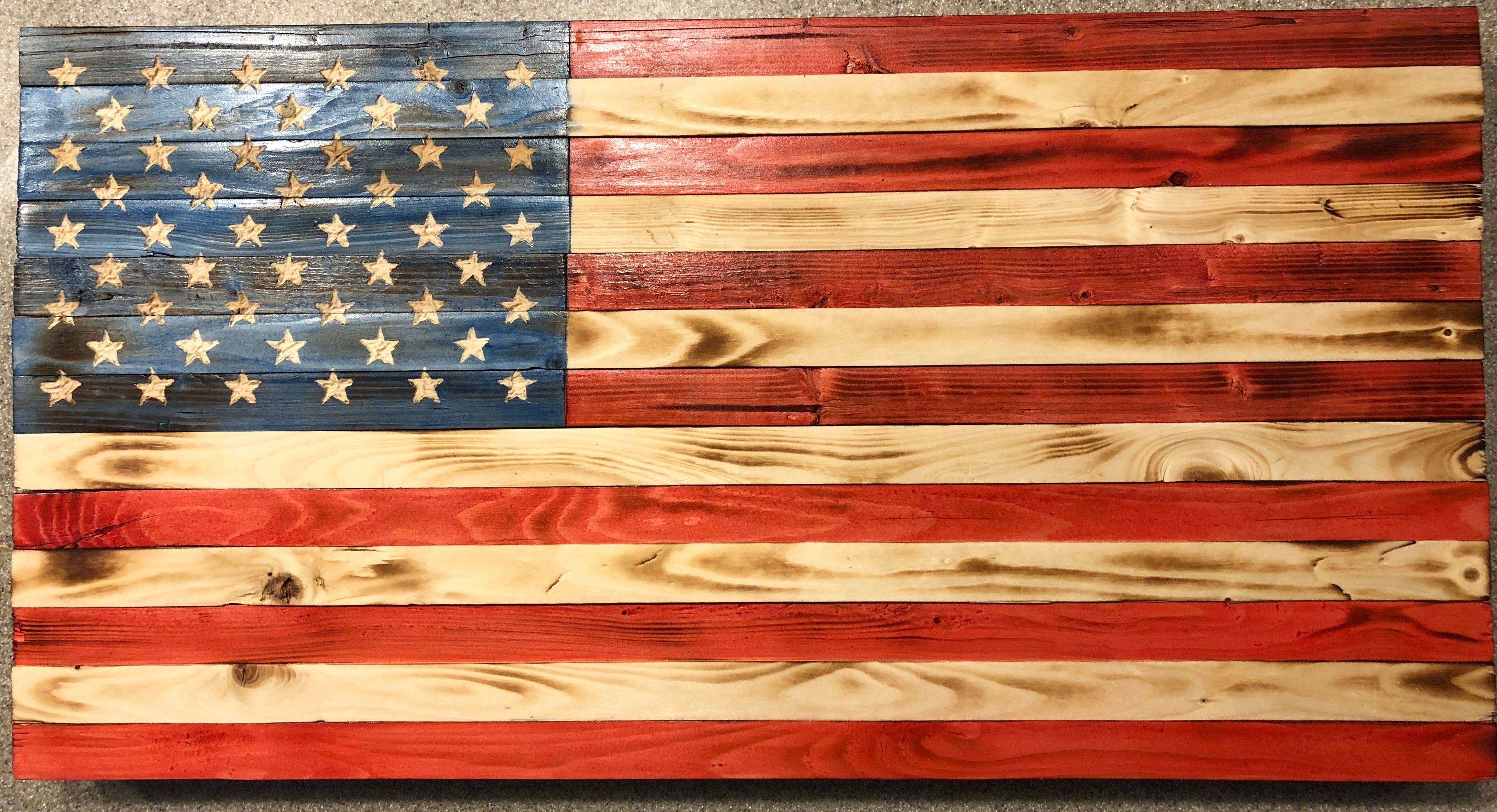 Small Wooden Rustic American Flag (9 in X 18.5 in) image 0