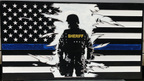Tattered Blue Line Flag w/epoxy fill image 2